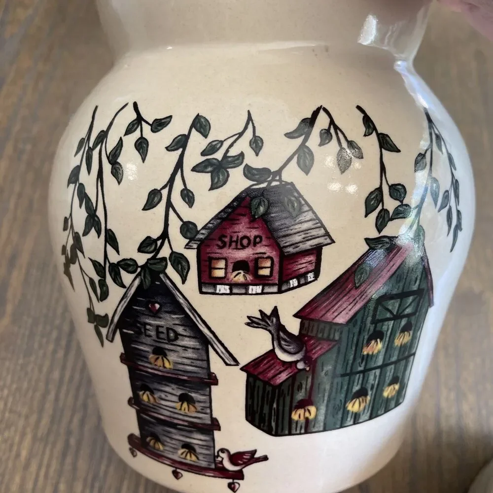 Home And Garden Party Birdhouse Pattern Canister Set of 2 Vintage 2001 Y2K USA
